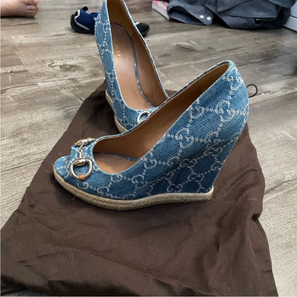 Gucci wedge shoes denim
